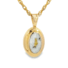 Gold Quartz Oval Inlaid Design Pendant, Alaska Mint
