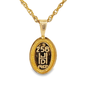 Gold Quartz Oval Inlaid Design Pendant, Alaska Mint