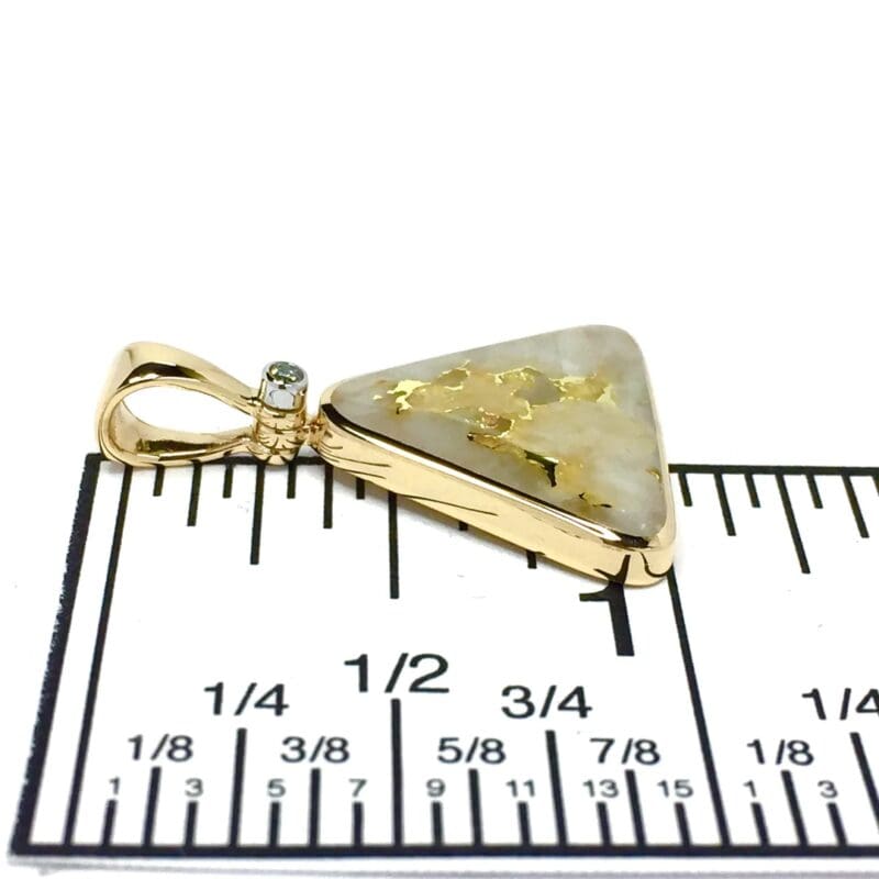 Gold Quartz Triangle Pendant with Diamond