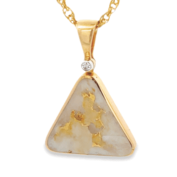 Triangle Gold Quartz & Diamond Pendant, Alaska Mint