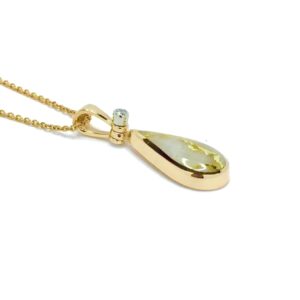 Gold Quartz Tear Drop Inlaid Pendant, Alaska Mint