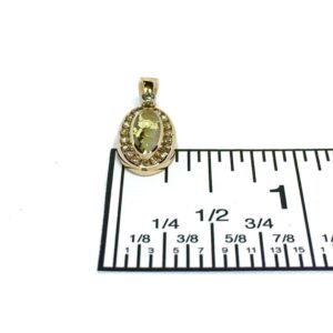 Gold Quartz Oval Pendant Diamonds