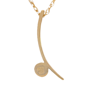 Gold Quartz Round Inlay Curved Bar Pendant, Alaska Mint