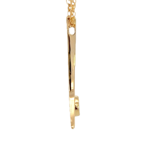 Gold Quartz Round Inlay Curved Bar Pendant, Alaska Mint