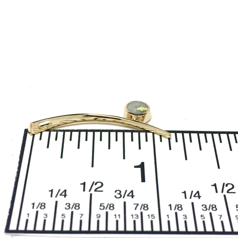 Gold Quartz Round Inlay Curved Bar Pendant