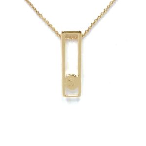 Gold Quartz Round Inlay Open Rectangle Pendant, Alaska Mint