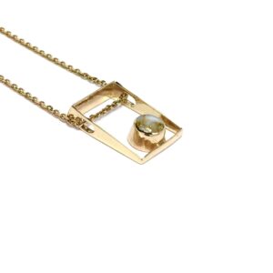 Gold Quartz Round Inlay Rectangle Pendant