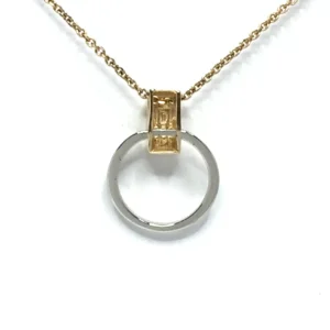 Gold Quartz Rectangle Inlaid Circle Knocker Pendant