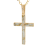 Gold Quartz 4 Section Inlaid Cross Pendant, Alaska Mint