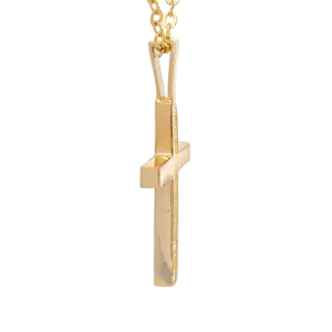 Gold Quartz 4 Section Inlaid Cross Pendant, Alaska Mint