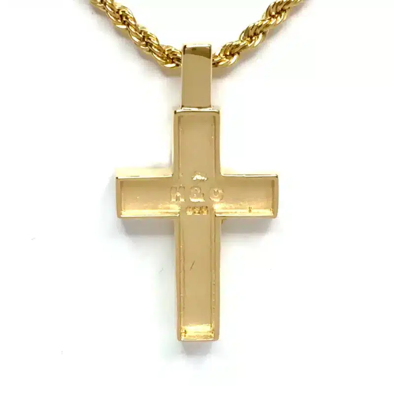 Gold Quartz Necklace Cross Design 3 Section Inlaid Pendant