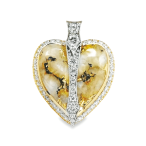 Heart & Diamonds Gold Quartz Pendant, Alaska Mint