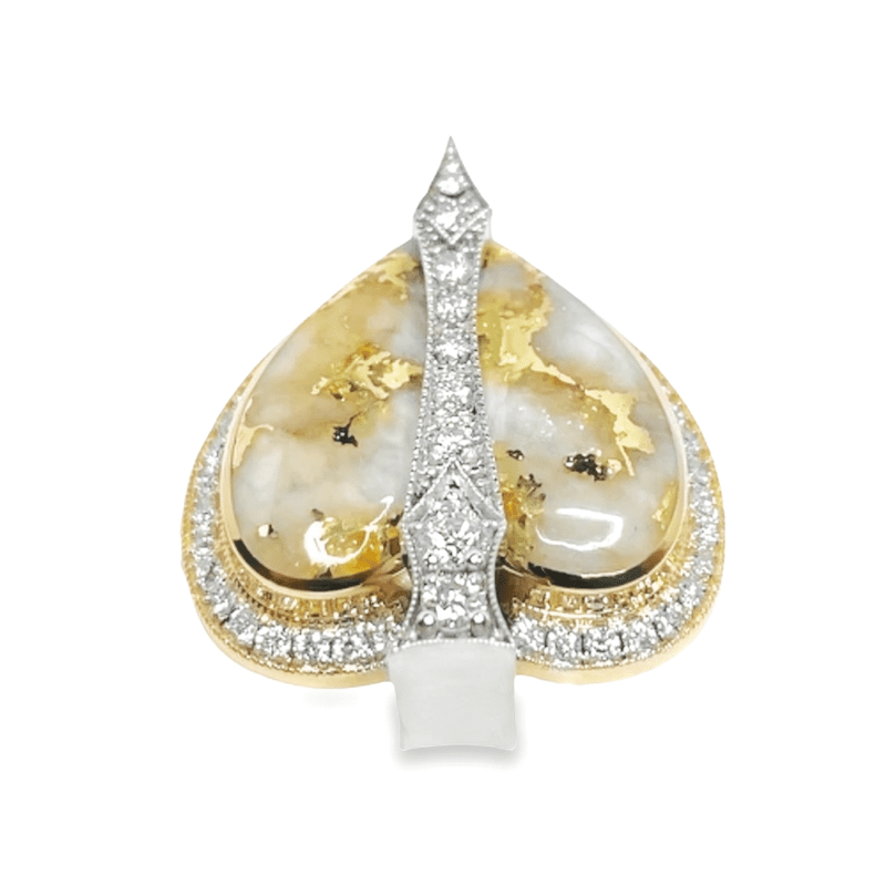 Heart & Diamonds Gold Quartz Pendant, Alaska Mint