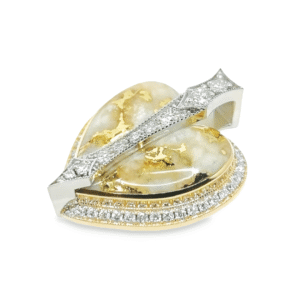 Heart & Diamonds Gold Quartz Pendant, Alaska Mint