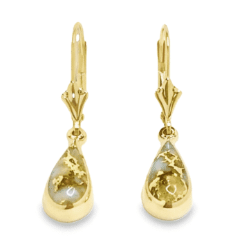 Teardrop Leverback 14k Gold Quartz Earrings, Alaska Mint