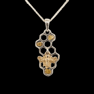 Honeybee gold nugget pendant