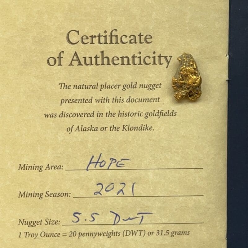 8.5 Gram Natural Gold Nugget, Alaska Mint