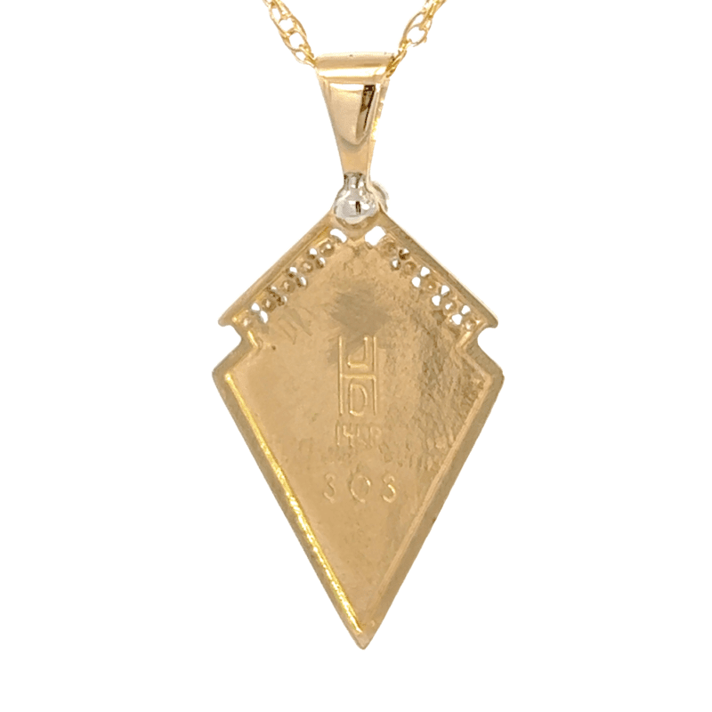 Kite Shaped Gold Quartz Diamond Pendant, Alaska Mint