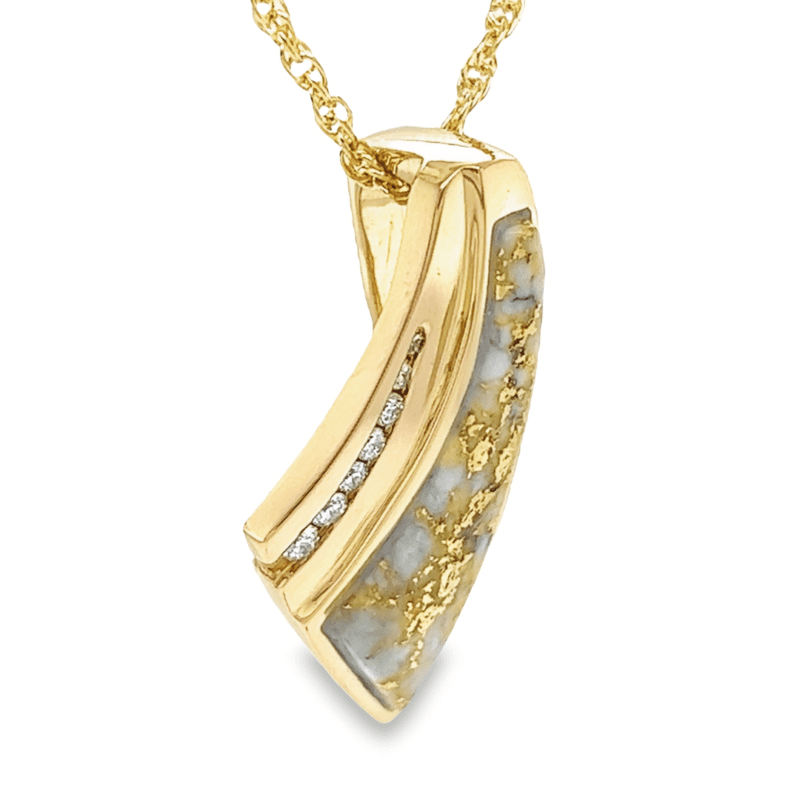 Diamond Slide Gold Quartz Pendant, Alaska Mint
