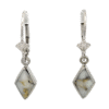 White Gold Diamond Shaped Gold Quartz Earrings, Alaska Mint