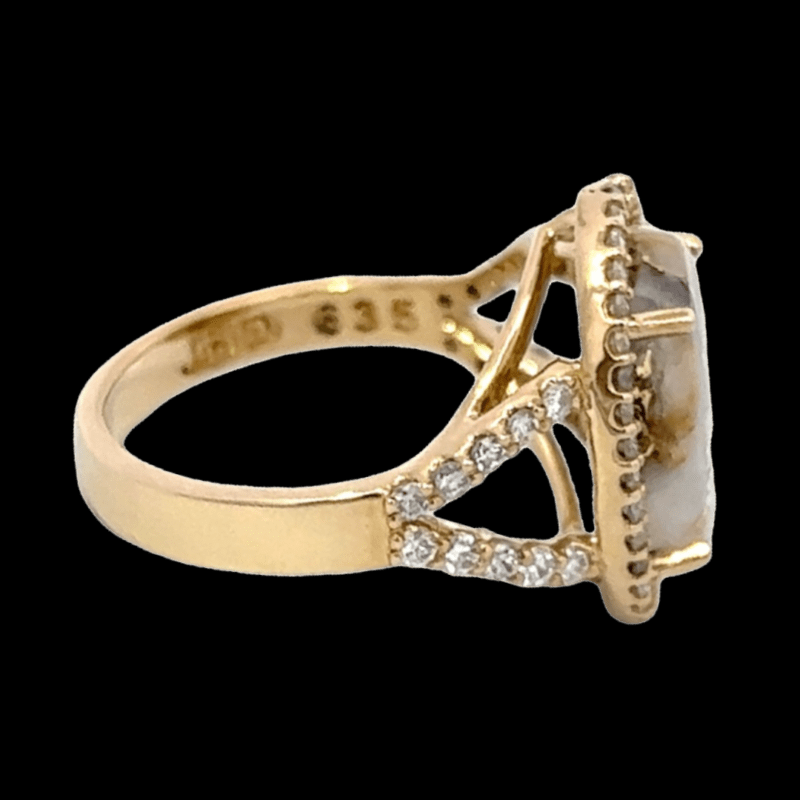 Gold quartz, Ring, Alaska Mint, Diamond, 635-1-G2