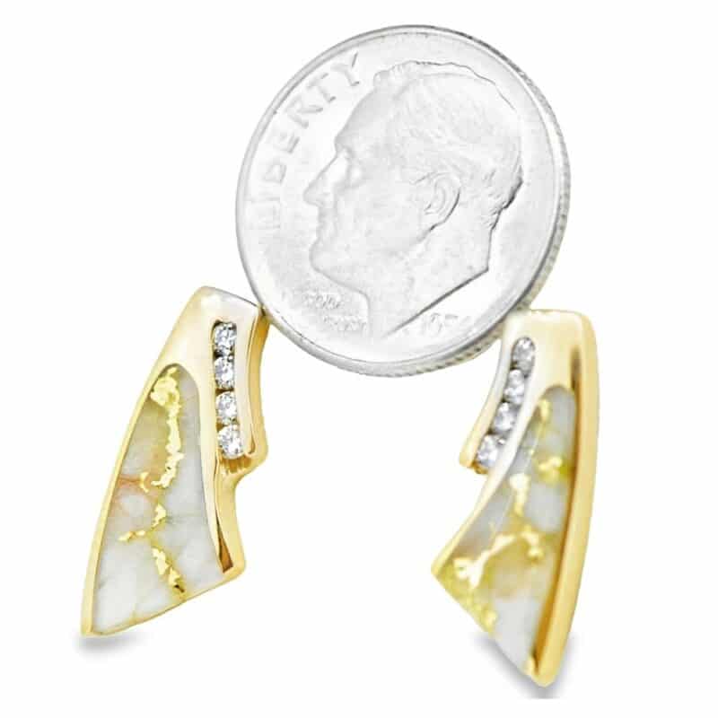 Gold Quartz Diamond Post Earrings, Alaska Mint