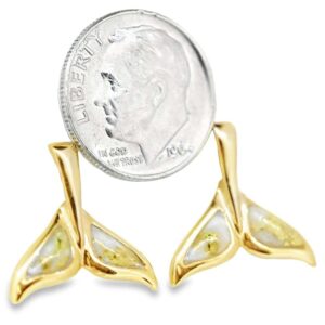Post Whale Tail Gold Quartz Earrings, Alaska Mint
