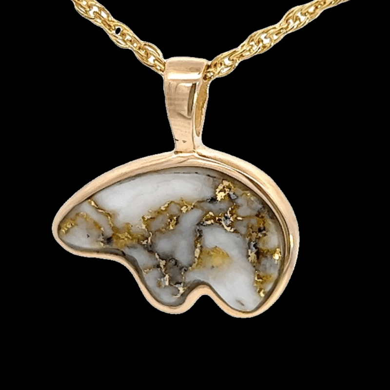 Gold quartz, Pendant, Bear, Alaska Mint, PBR1XLHQX