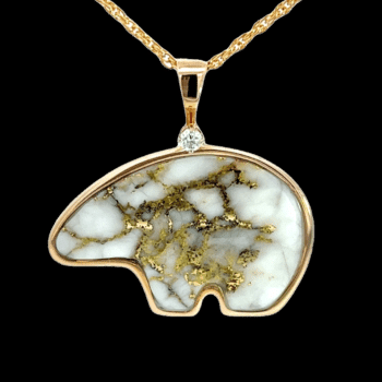 Gold quartz, Pendant, Bear, Alaska Mint, PBR2JHDBQ