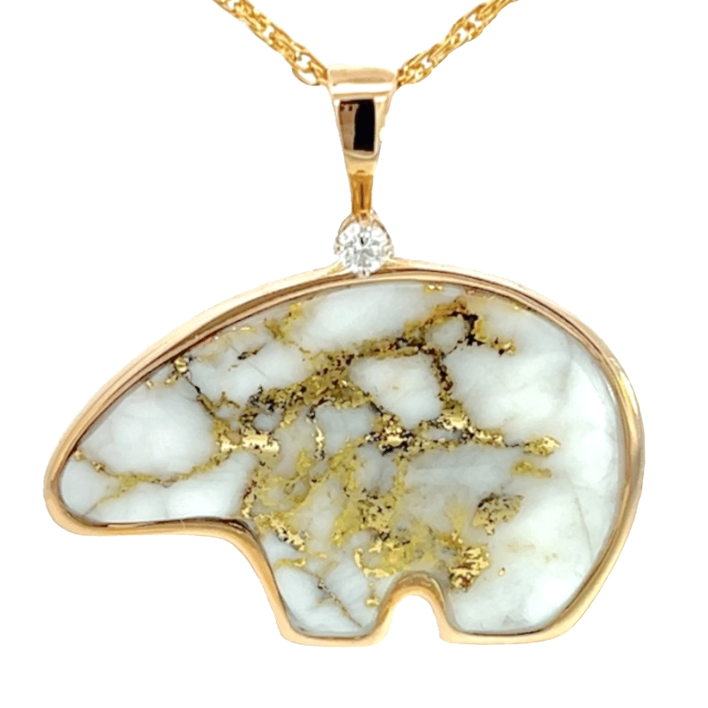 Gold Quartz Bear Pendant, Alaska Mint