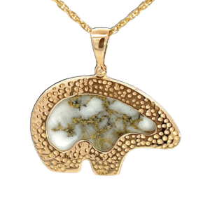 Gold Quartz Bear Pendant, Alaska Mint