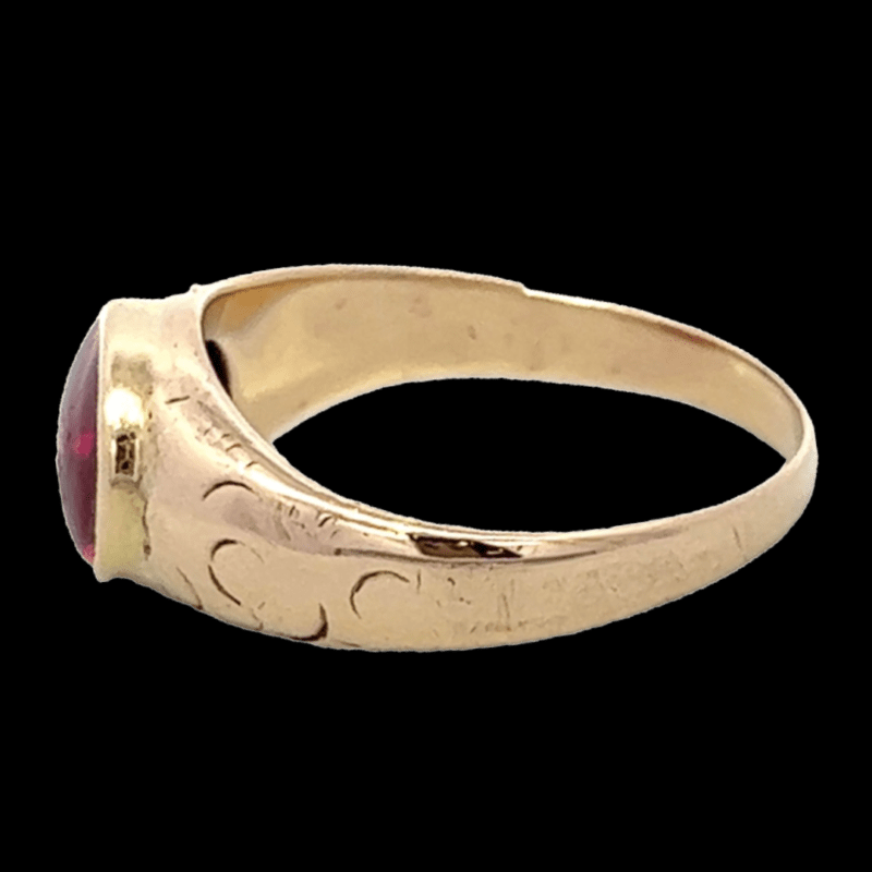 Alaska Mint, Estate, Jewelry, 14k Gold, Synthetic Ruby, 071093 Estate Ring