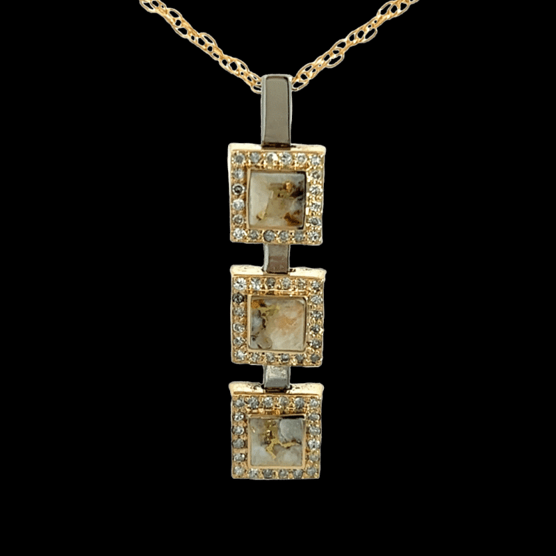 Gold quartz, Diamond, .42ct, Drop pendant, Alaska Mint, 072649 $1920