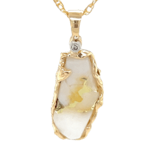 14k Freeform Gold Quartz Pendant, Alaska Mint