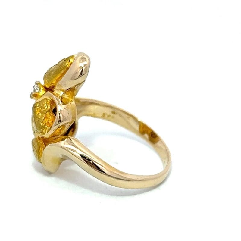 Gold nugget ring, Diamond, Alaska Mint, Estate