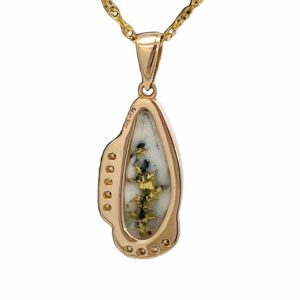 14k Freeform Diamond Gold Quartz Pendant, Alaska Mint