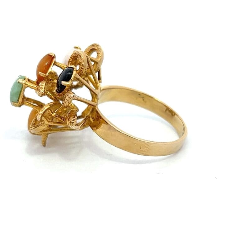 Estate Ring, 14k Gold, Multi Color Jade, Sz7.75, Alaska Mint, Estate 0459 $650