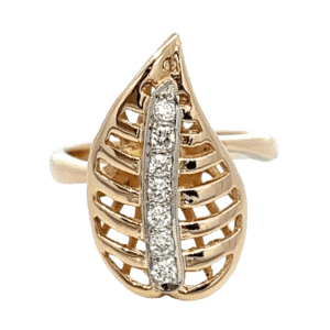 Estate Ring, .17 Diamonds, Leaf, Alaska Mint, Estate 071409 $775