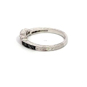 Estate ring, 14k White Gold, Alaska Mint, .12 Diamonds, .15 Black Diamonds, Estate 071543 $595