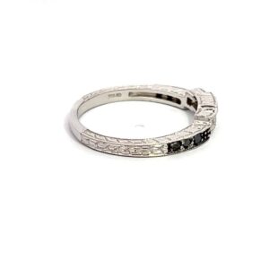 Estate ring, 14k White Gold, Alaska Mint, .12 Diamonds, .15 Black Diamonds, Estate 071543 $595