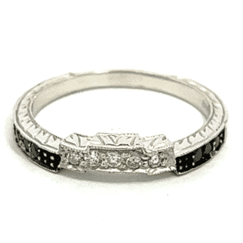 Estate ring, 14k White Gold, Alaska Mint, .12 Diamonds, .15 Black Diamonds, Estate 071543 $595