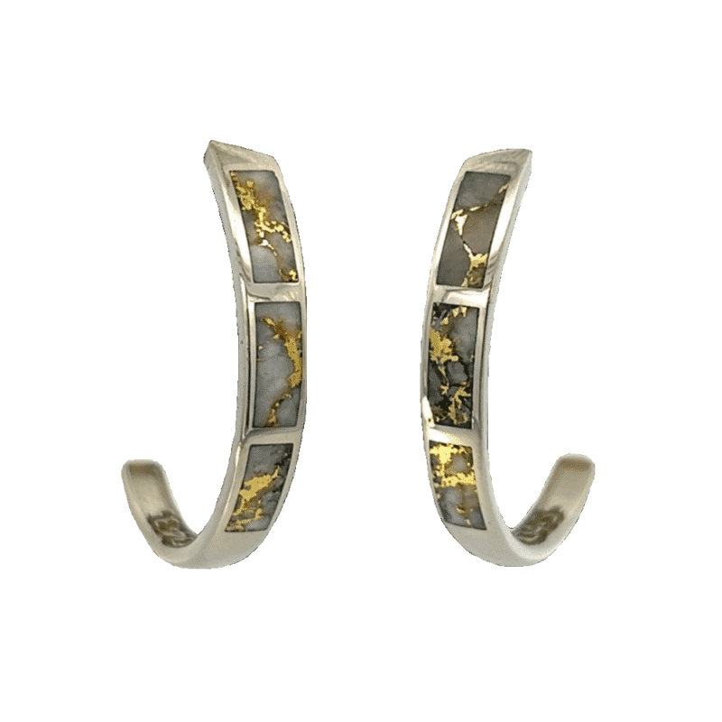 Gold quartz, Hoops, White Gold, Earrings, Alaska Mint, 027032