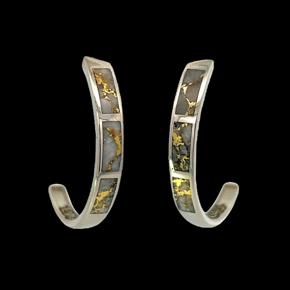 Gold quartz, Earrings, Hoops, White Gold, Alaska Mint, 072032 $1890 634WG2-35PR