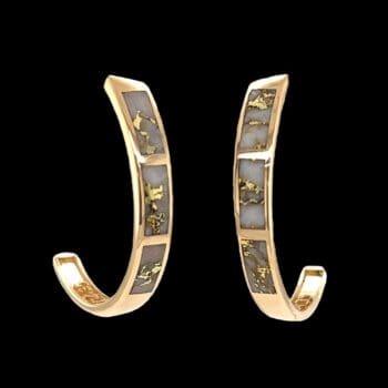 Gold quartz, Earrings, Post, Hoops, Alaska Mint, 072723 $1890 634G2-35PR