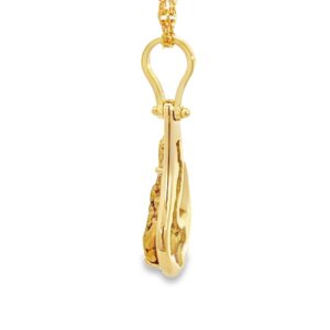 Gold Nugget Fishhook Pendant in 18k Yellow Gold, Alaska Mint