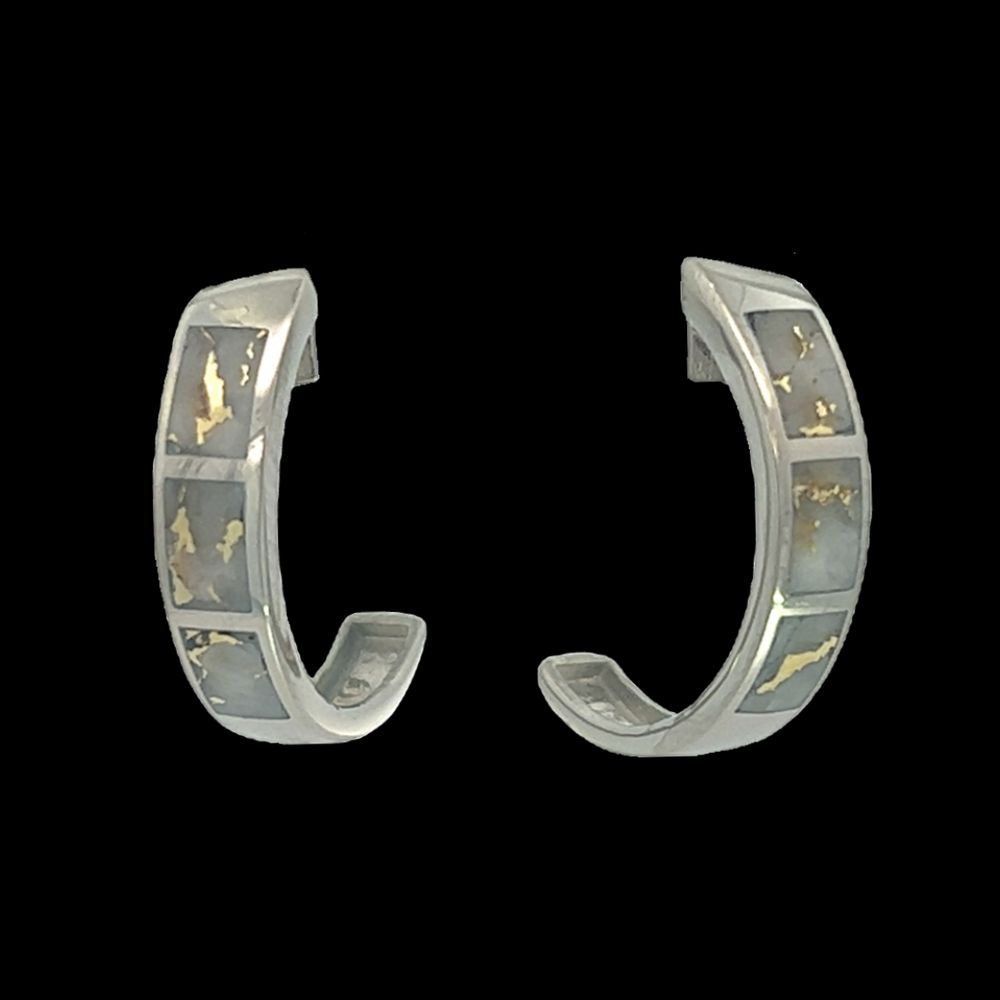 Gold quartz, Hoops, Earrings, White Gold, Alaska Mint, 634WG2-20P $1325 073218