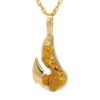 Gold Nugget Fishhook Pendant in 18k Yellow Gold, Alaska Mint