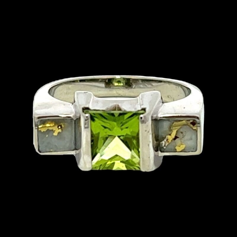 Gold quartz, Ring, Green Peridot , White Gold, Alaska Mint, 241G2DW $1365