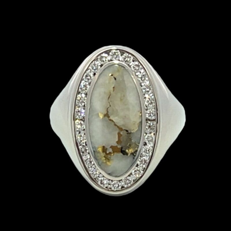 Gold quartz, Ring, Alaska Mint, Diamond, White Gold, 256G2W $2690