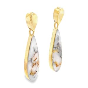 Gold Quartz Tear Drop Earrings, Alaska Mint